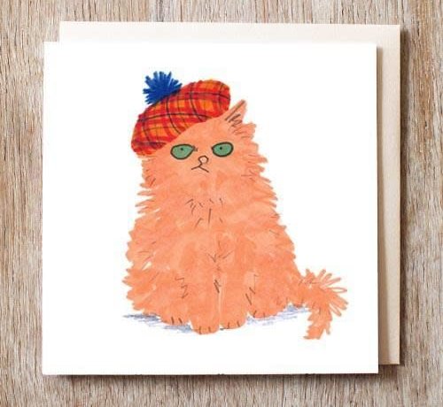 Robbie the Cat in Tartan Hat Card