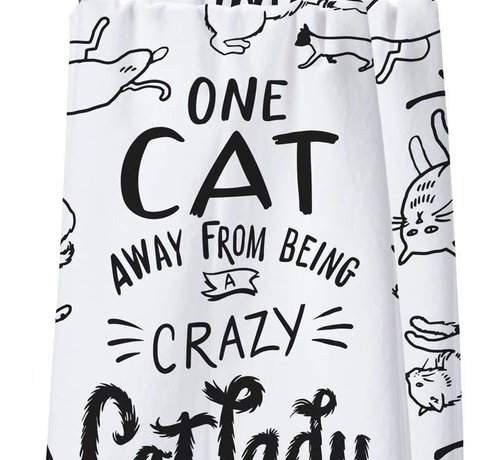 One Cat Away From Being A Crazy Cat Lady Dish Towel