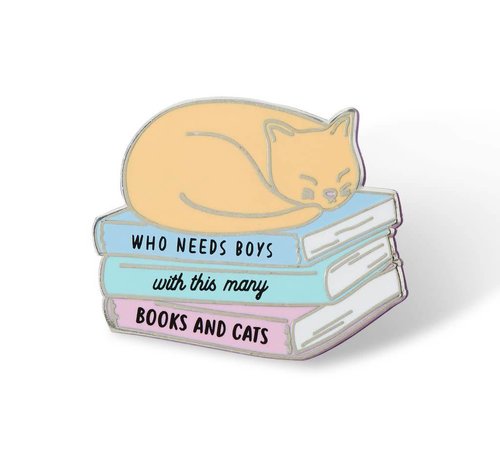 Who Needs Boys With This Many Books And Cats Enamel Pin