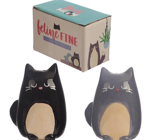 Feline fine black and grey cat salt and paper set