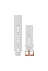 Garmin QuickFit 20 Watch Band White Silicone with Rose Gold Buckle
