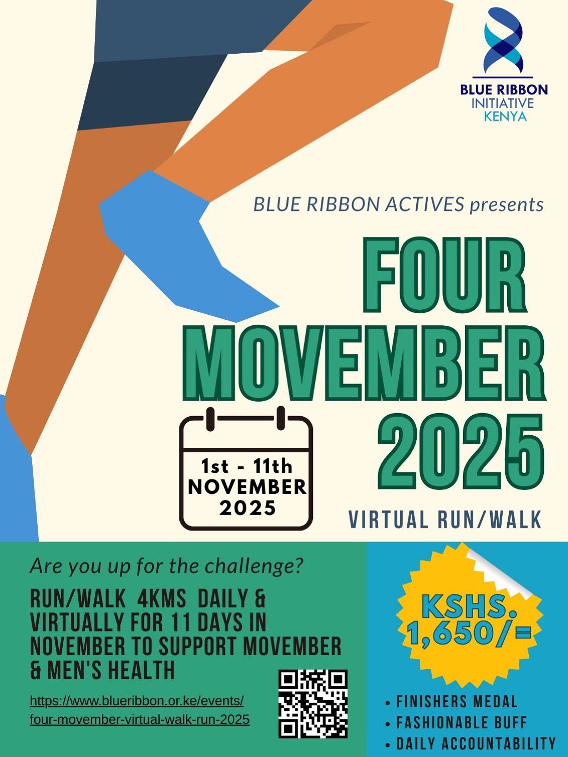 Four MOVEMBER Virtual Walk/Run Challenge 2025