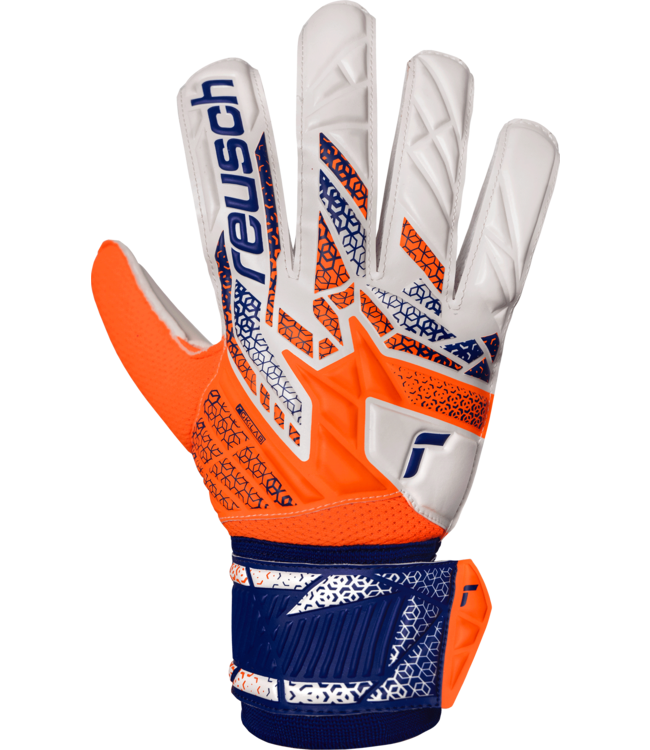 ATTRAKT SOLID REUSCH GOAL KEEPING GLOVES - SHOCKING ORANGE/ENERGIZE BLUE