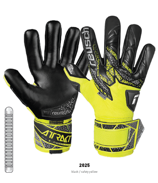 ATTRAKT GOLD NC FINGER SUPPORT REUSCH GOALKEEPING GLOVES - SAFETY YELLOW/SILVER/BACK