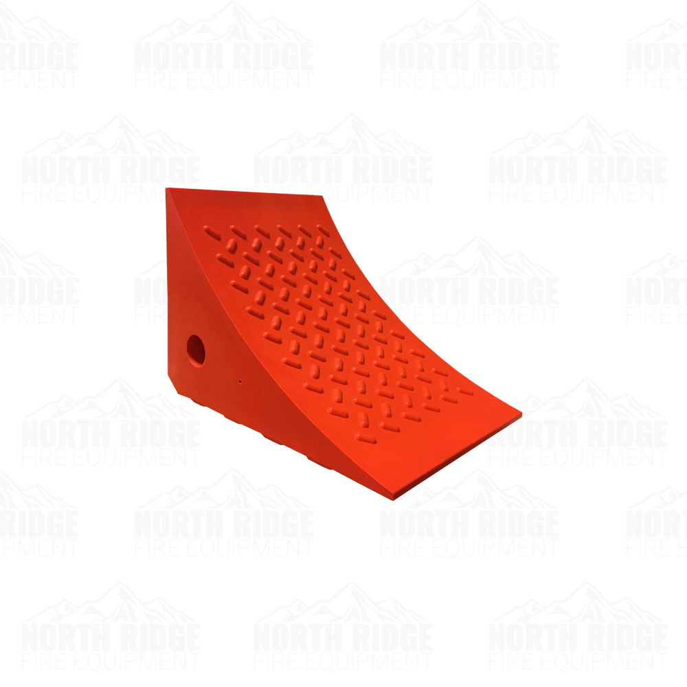 Wheel Chock: 8 in Wd, 8 in Ht, 11 in Dp, Urethane, Grooved