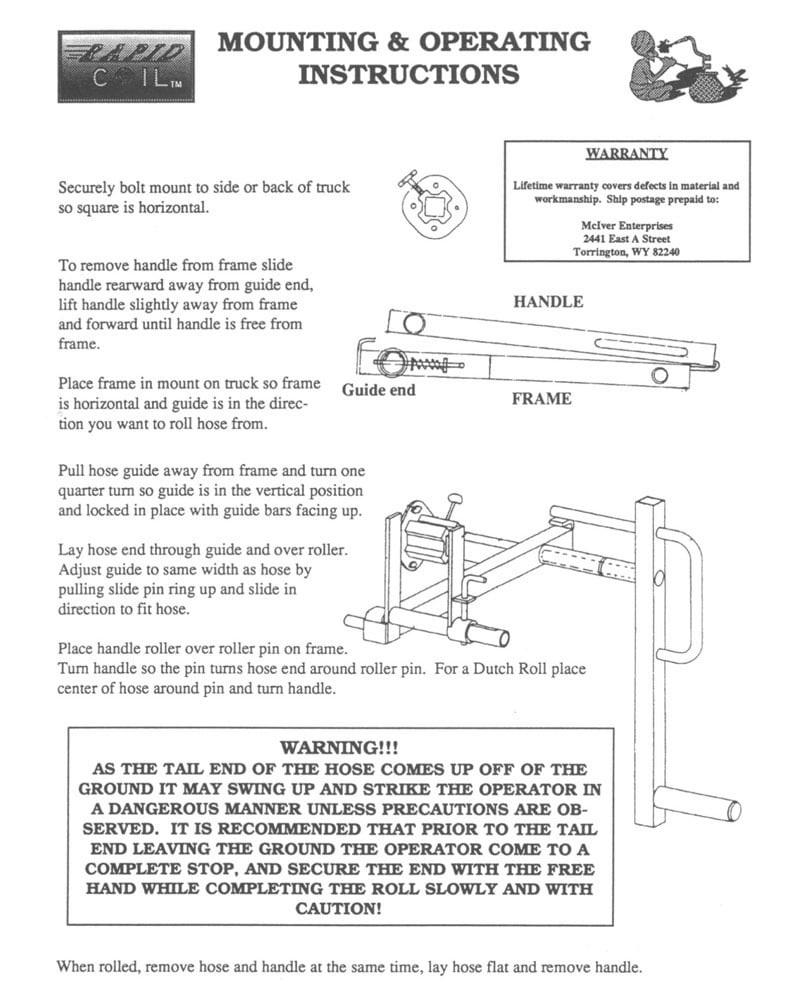 Fire Hose Easy Roll Roller Only c/w Handle Foldaway : AWFS