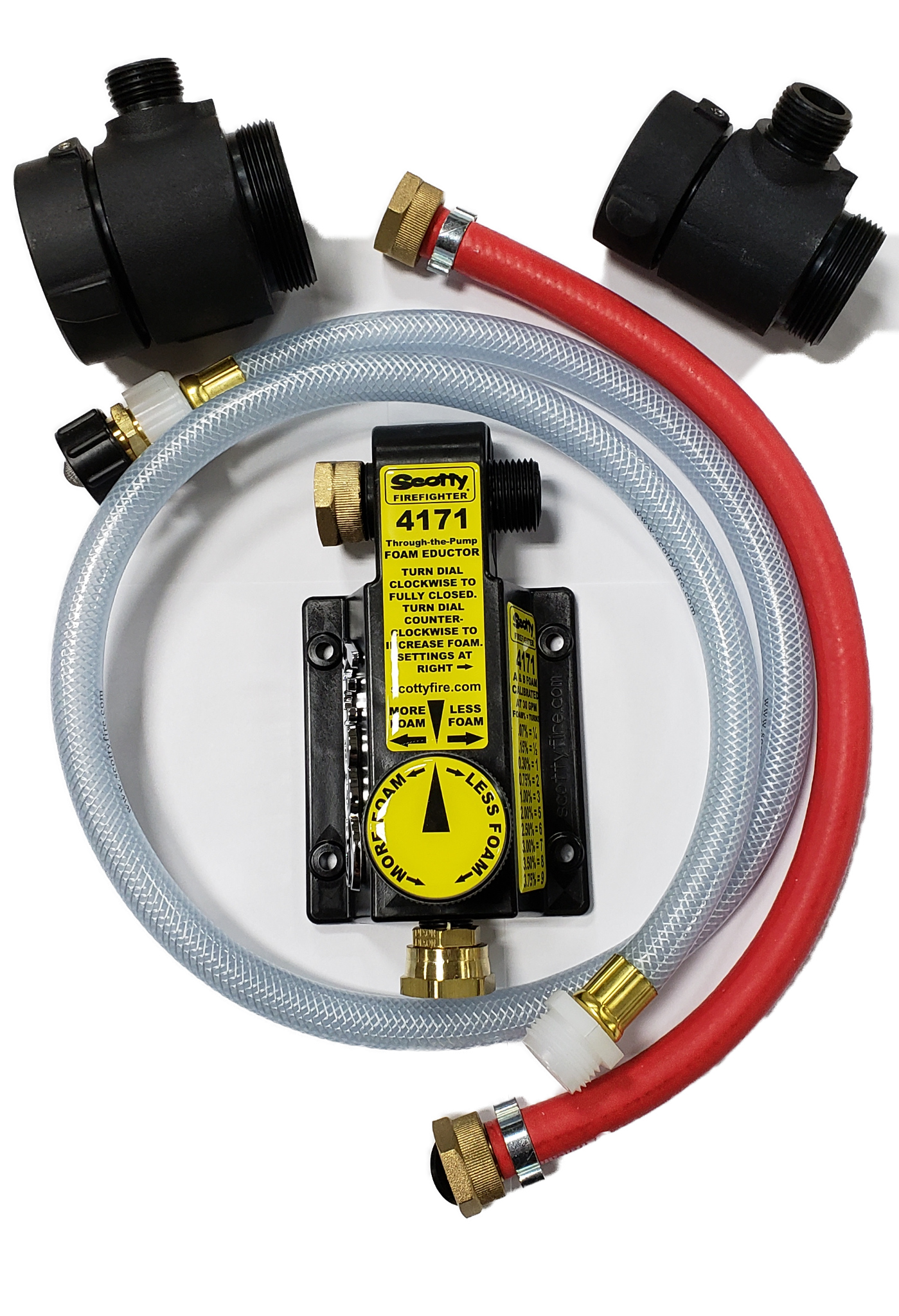Scotty Firefighter Scotty "Through-the-Pump" Foam Eductor with Pressure & Foam Pickup Hoses and 2 Connecting Tees