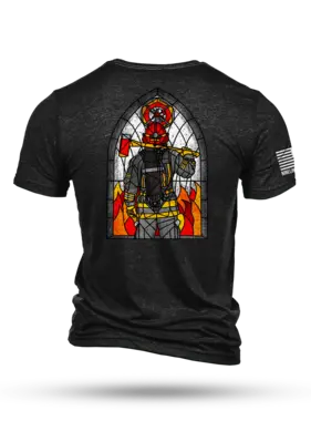 Nine Line Nine Line Stained Glass Firefighter Mens T-Shirt