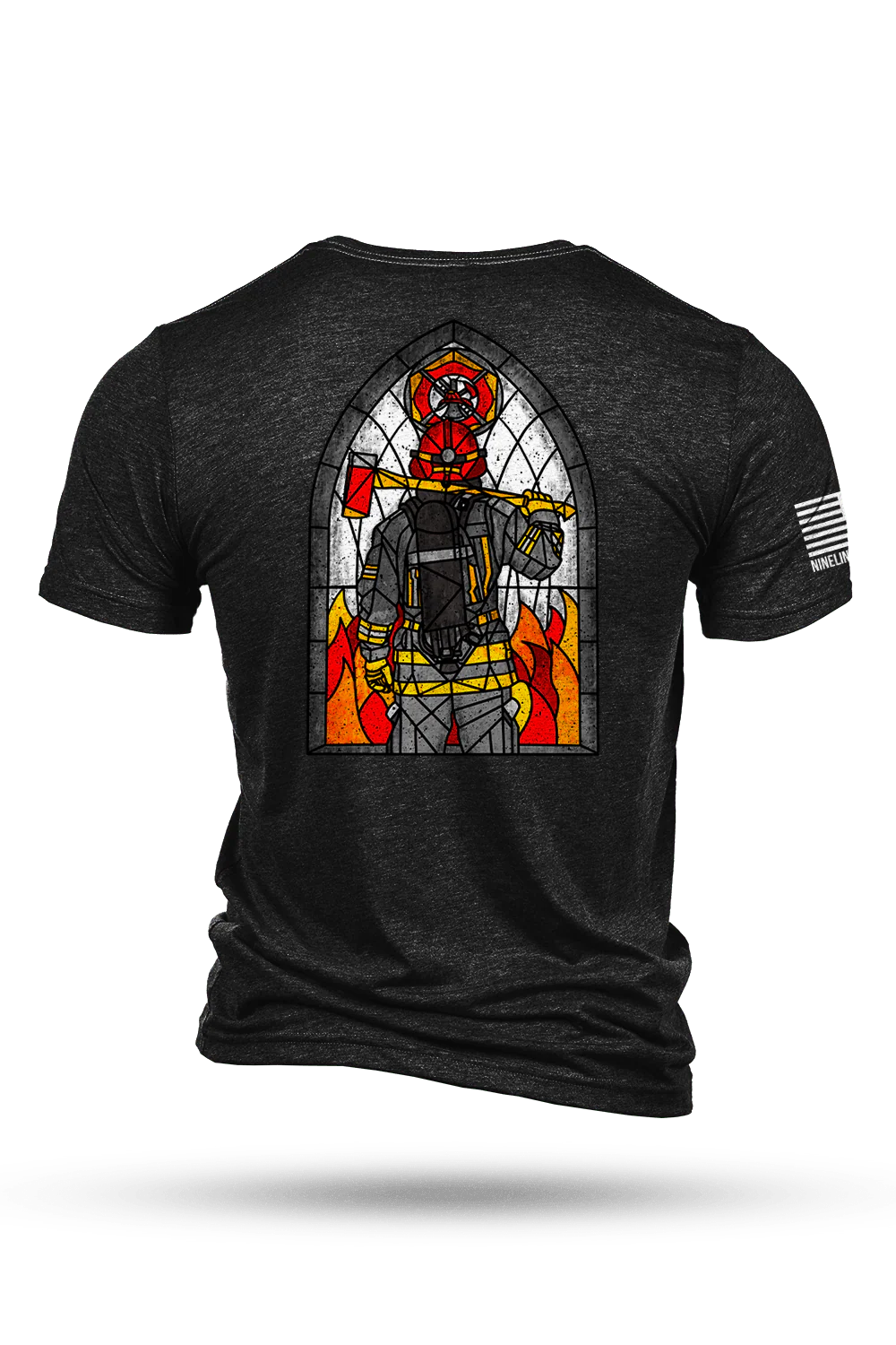 Nine Line Nine Line Stained Glass Firefighter Mens T-Shirt