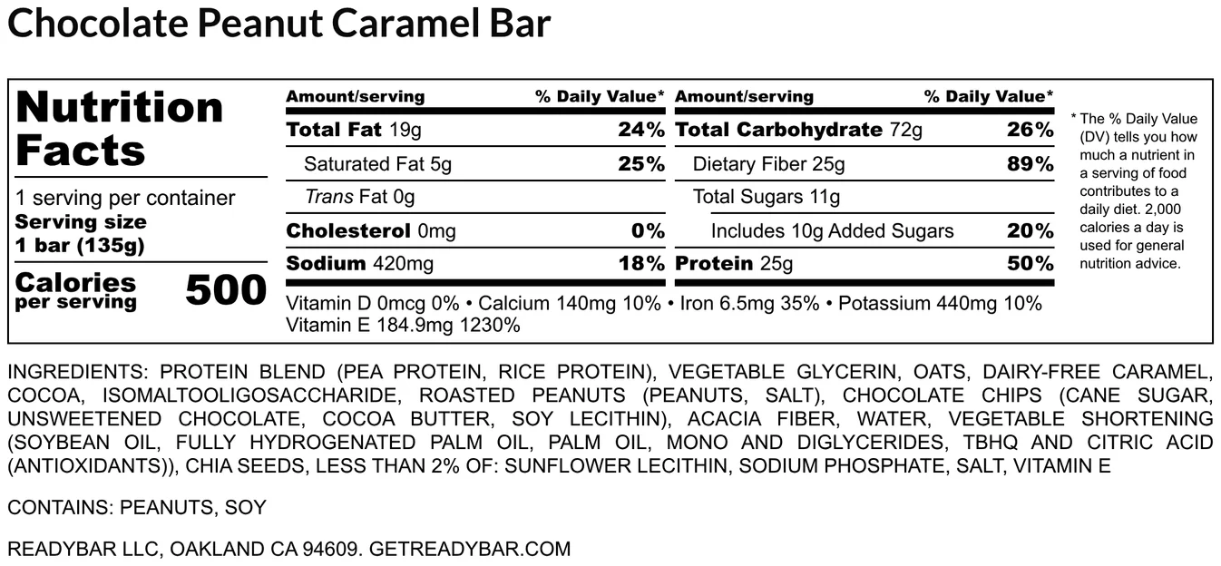 ReadyBar ReadyBar CPCF Chocolate Peanut Caramel High Performance Meal Bar