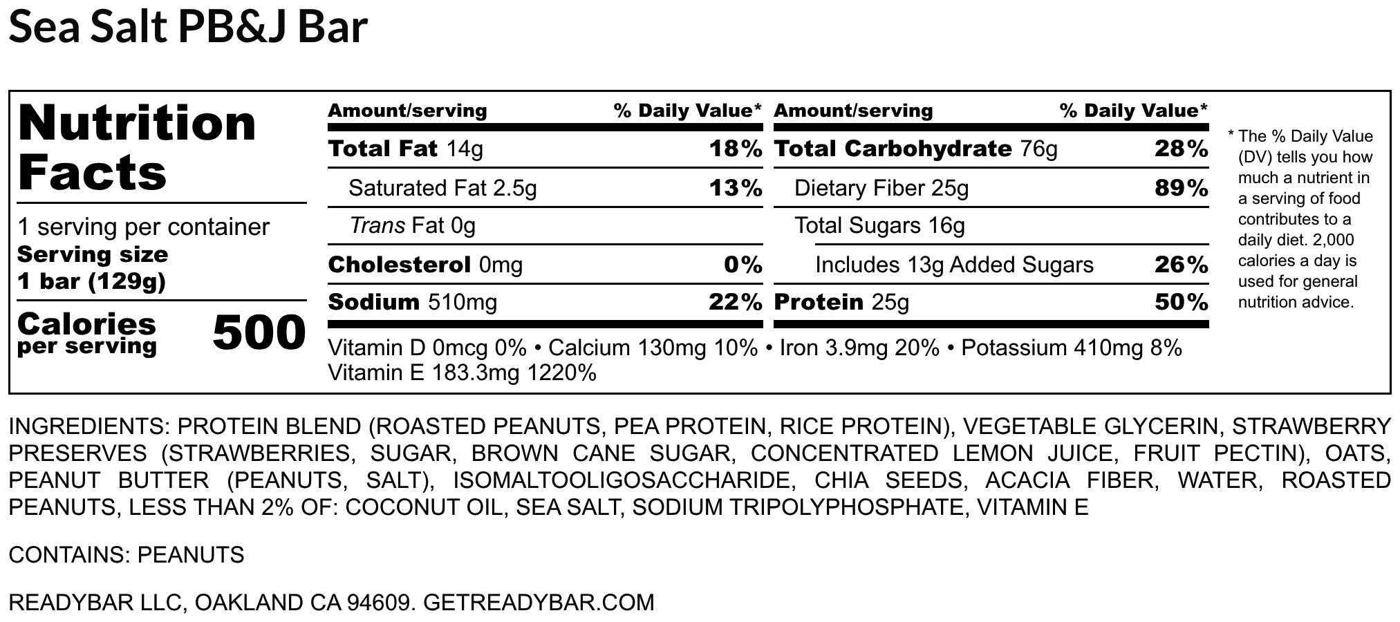 ReadyBar ReadyBar PBJF Sea Salt PB&J High Performance Meal Bar