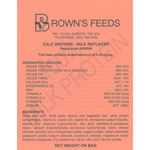 Brown's Milk Replacer Calf Milk Replacer, Grower (Pink Tag)