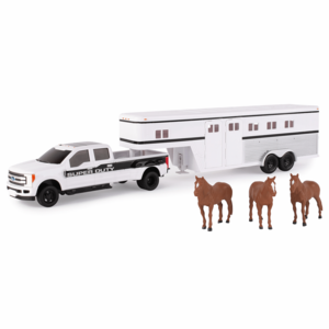 F-350 Pickup with Horse Trailer and Horses