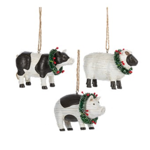 Folk Art Farm Animal Ornament - Pig