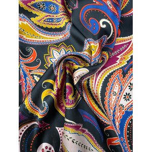 Handmade Wild Rag Black with multicoloured flowers