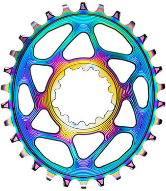 absoluteBLACK PLATEAU Oval Narrow-Wide Direct Mount Chainring - 30t, SRAM 3-Bolt Direct Mount, 3mm Offset, PVD Rainbow