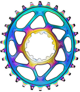 PLATEAU Oval Narrow-Wide Direct Mount Chainring - 30t, SRAM 3-Bolt Direct Mount, 3mm Offset, PVD Rainbow