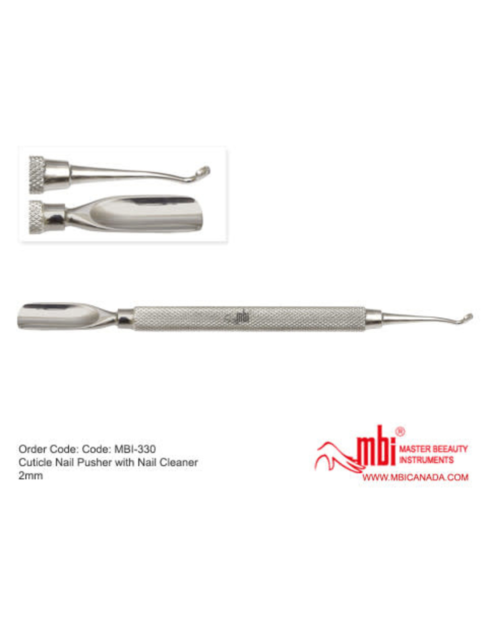MBI-330 Cuticle Pusher With Nail edge Cleaner 2mm