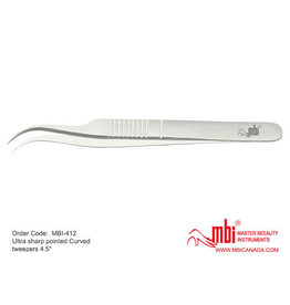 MBI 412  Pointed Curved Tweezers Size 4.5″
