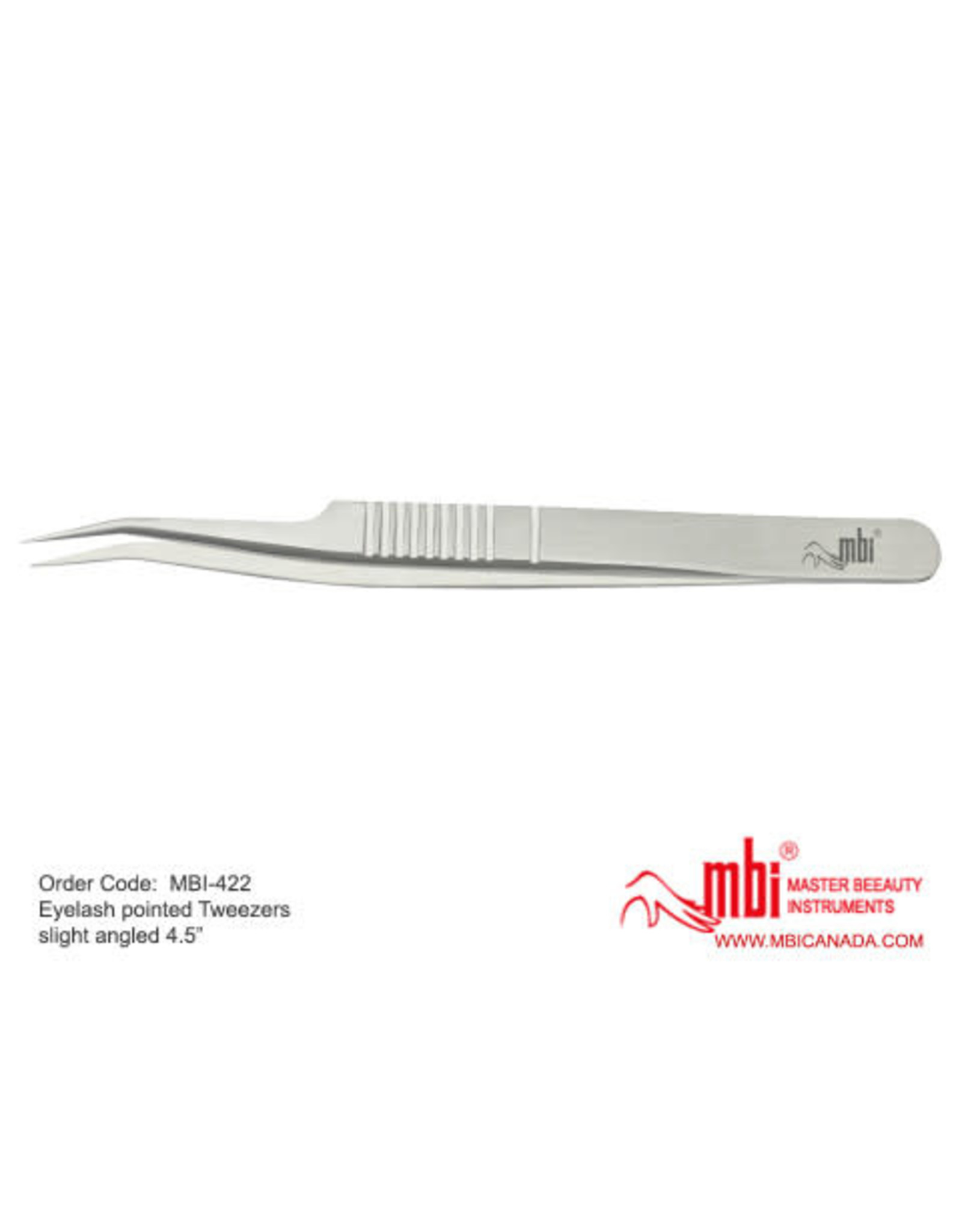 MBI-422 Eyelash Pointed Tweezers  Angled Size 4.5″