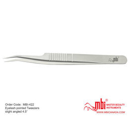 MBI-422 Eyelash Pointed Tweezers  Angled Size 4.5″