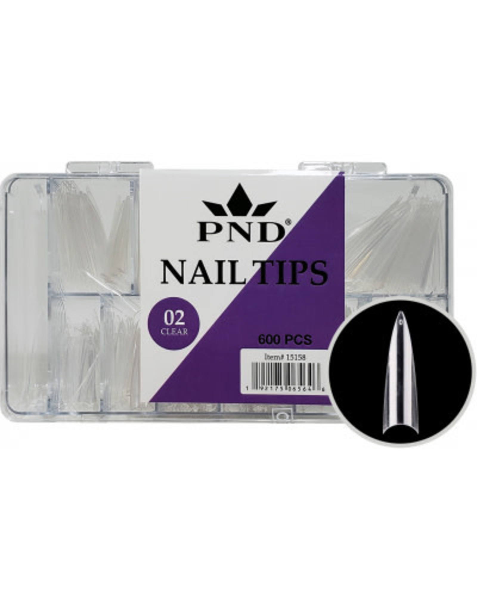 PND - #02 Clear Stilleto Nail Tips 600PCS