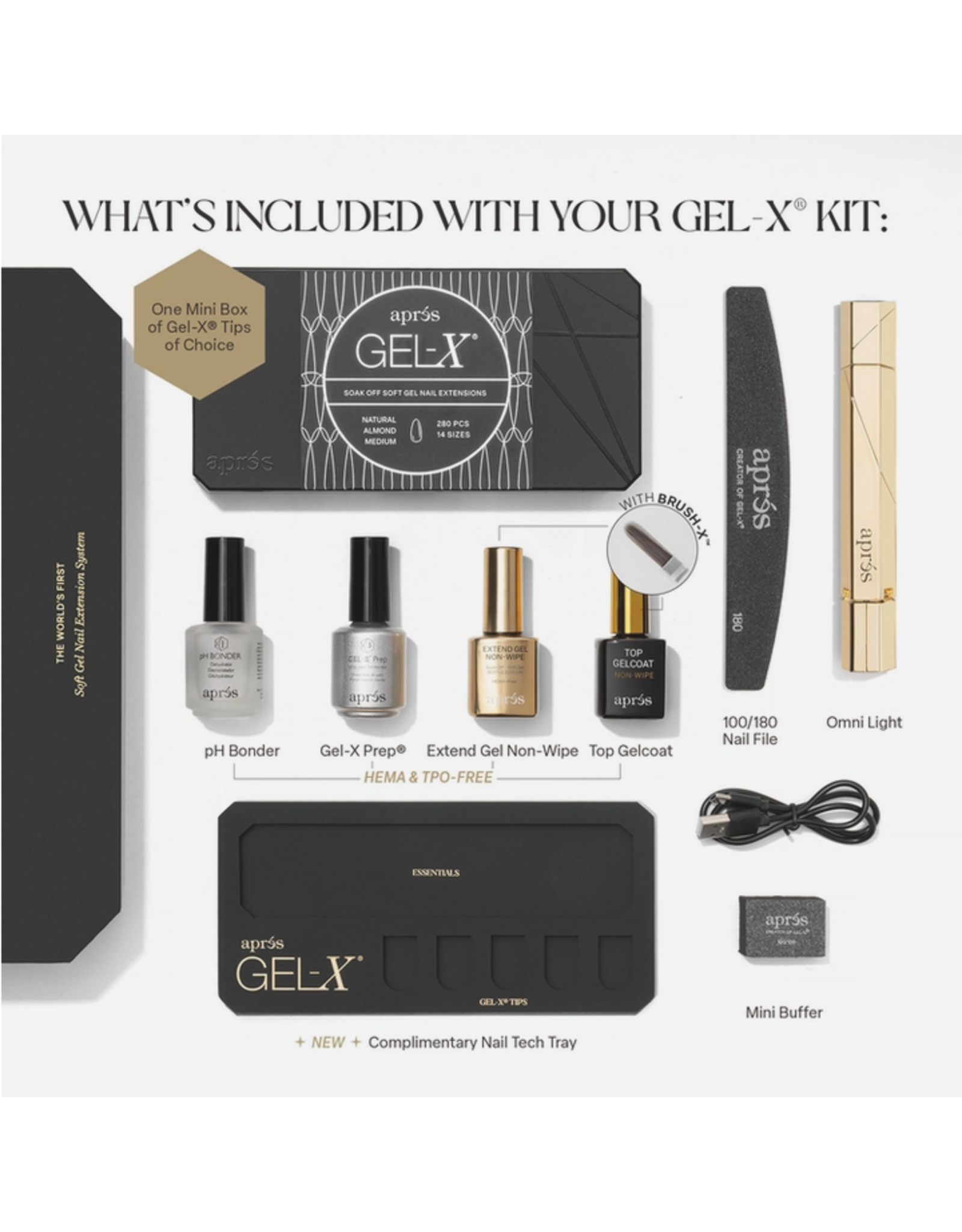 APRÈS Gel-X Extension Signature Kit + mini Gel-X Tip Box (Natural Almond Medium)