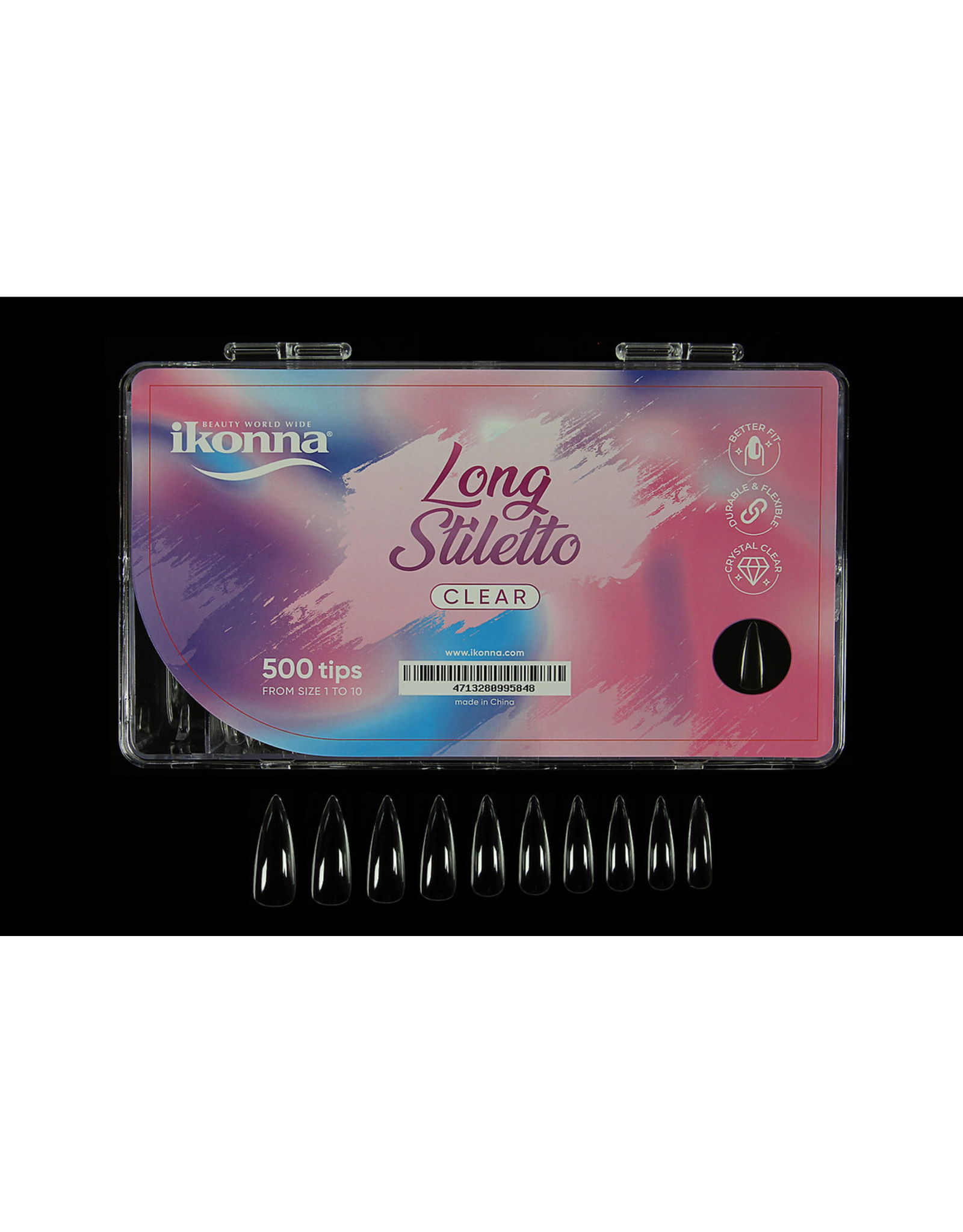 IKONNA Long Tips Stiletto Clear