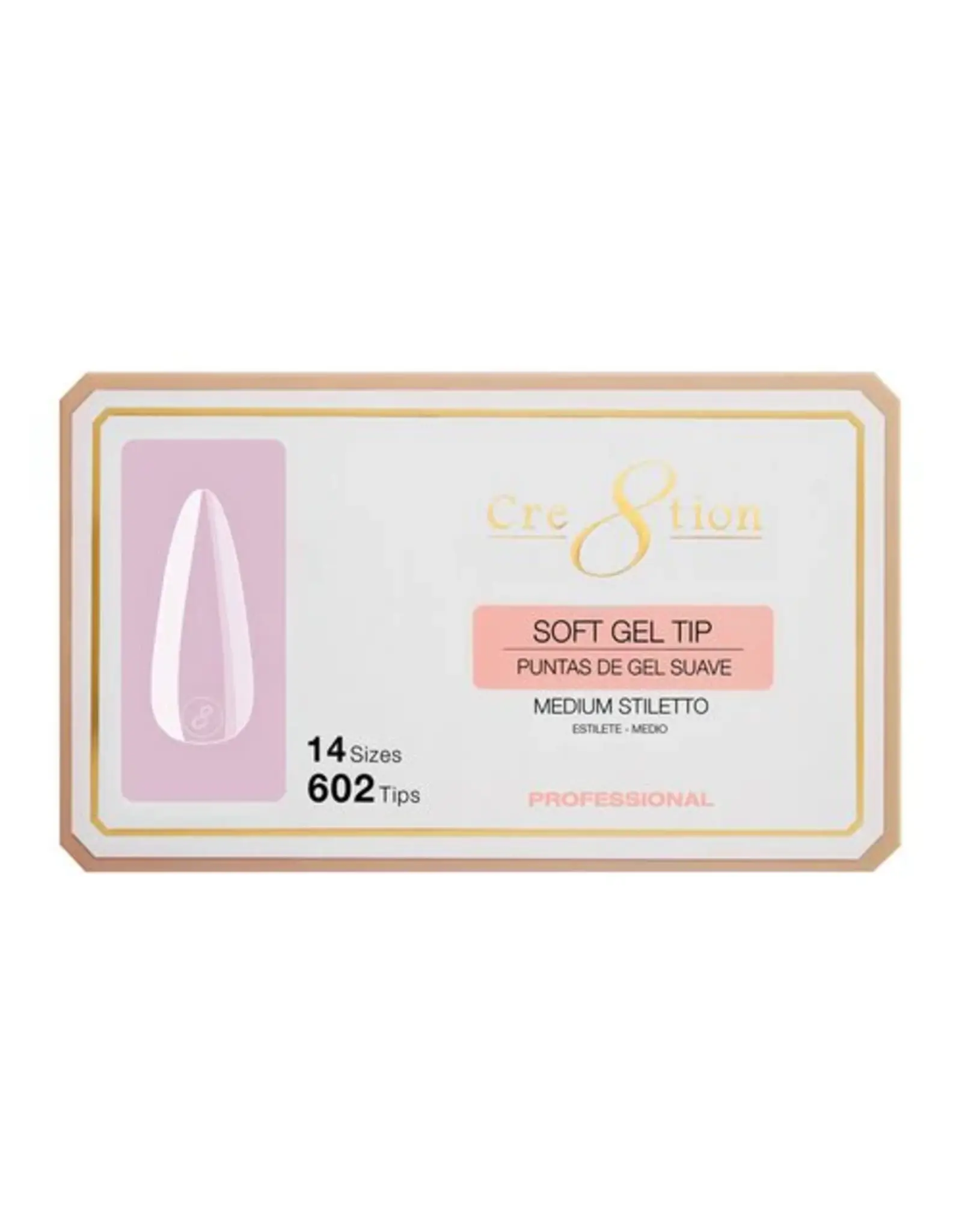 Cre8tion Soft Gel Tip Box - Medium Stiletto (602 pcs)