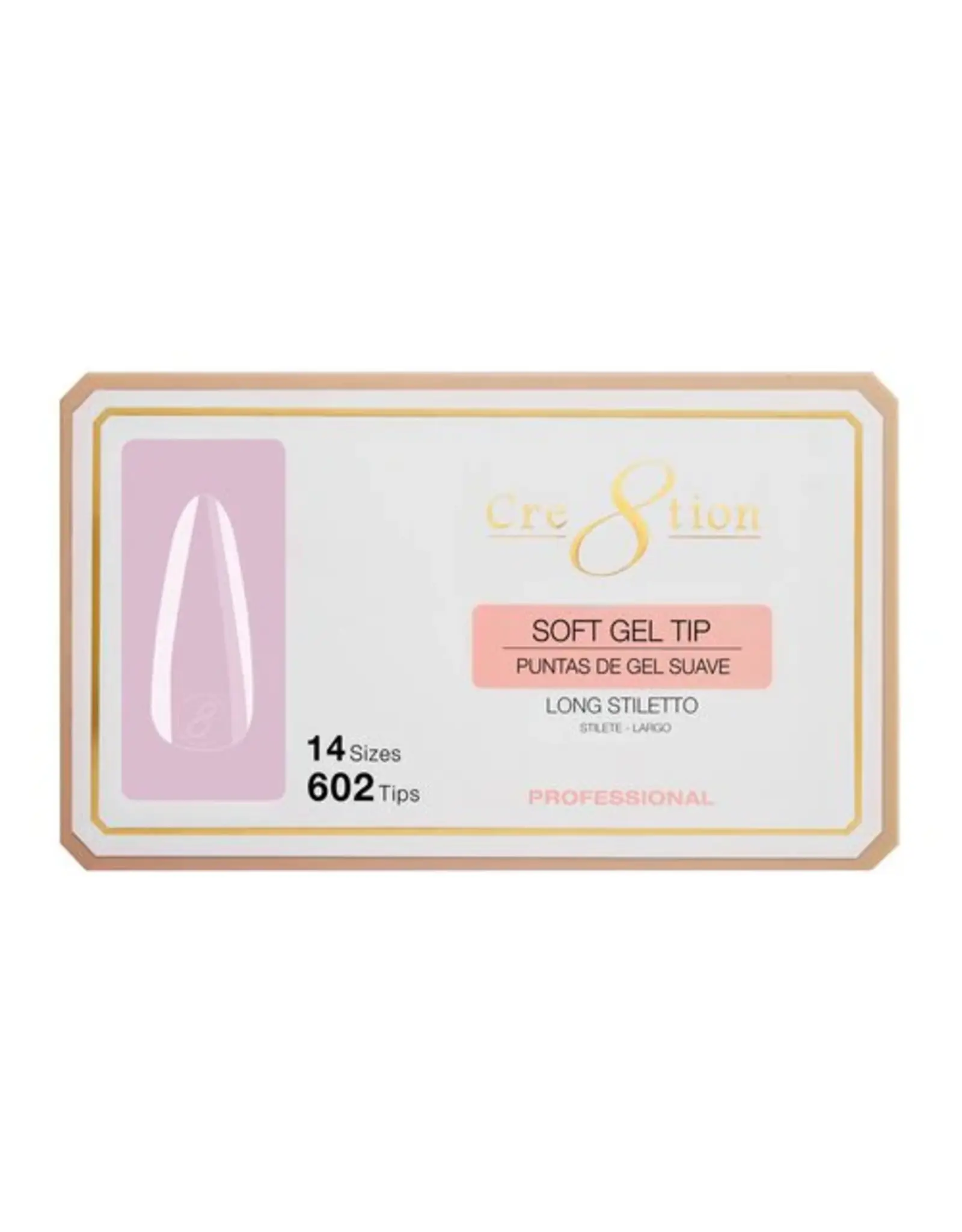 Cre8tion Soft Gel Tip Box - Long Stiletto (602 pcs)