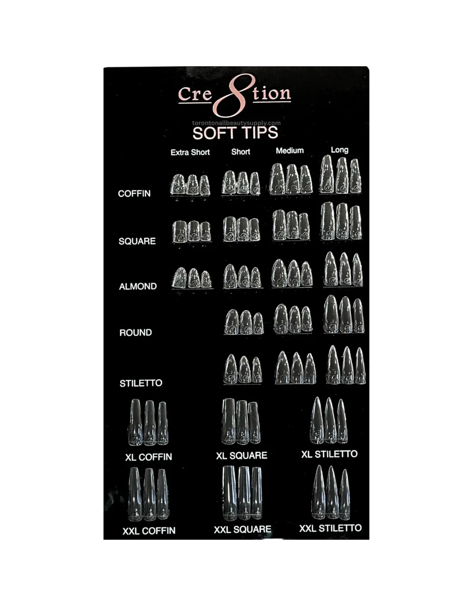 Cre8tion Soft Gel Tip Box - Long Stiletto (602 pcs)