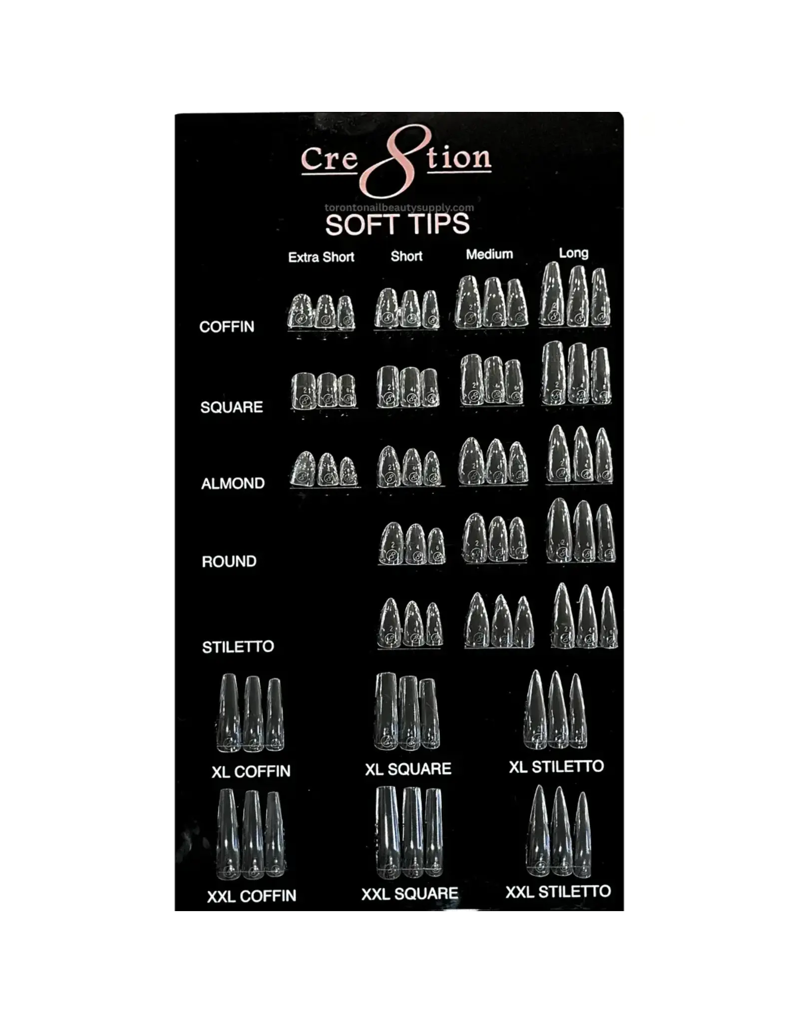 Cre8tion Soft Gel Tip Box - Short Square (602 pcs)