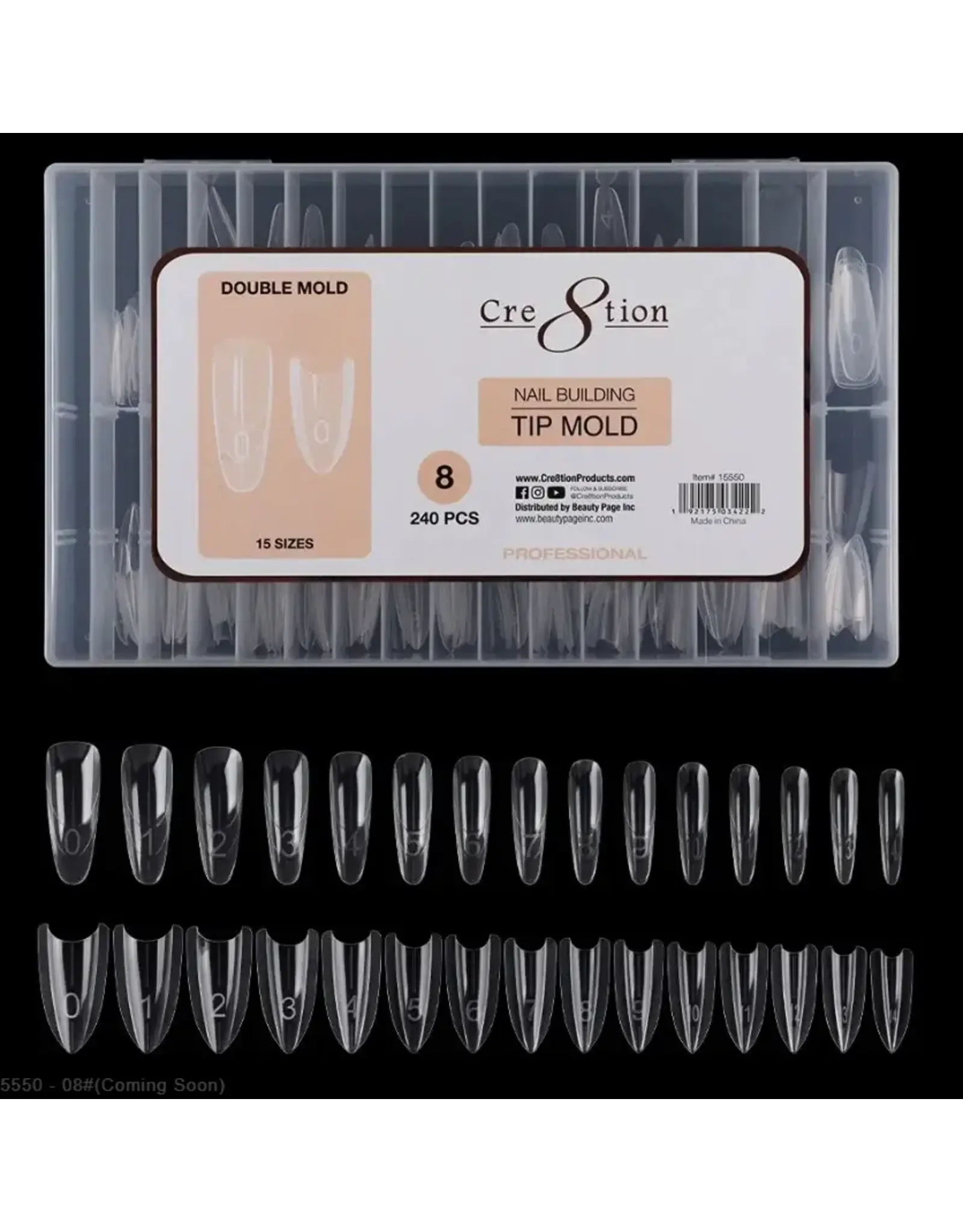 Cre8tion Nail Building Tip Double Mold - 08 (240pcs)