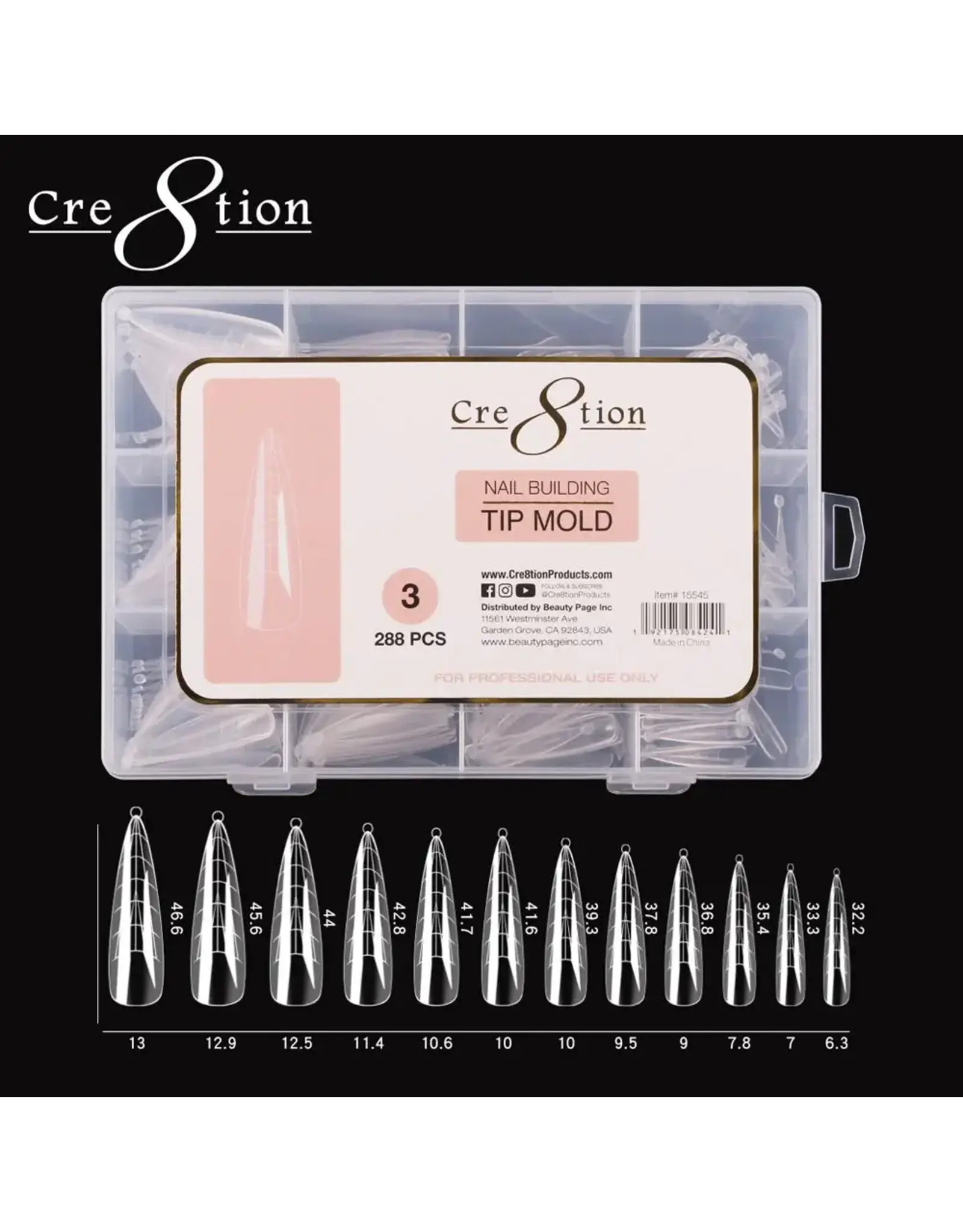 Cre8tion Nail Building Tip Mold - 03 (288 pcs)