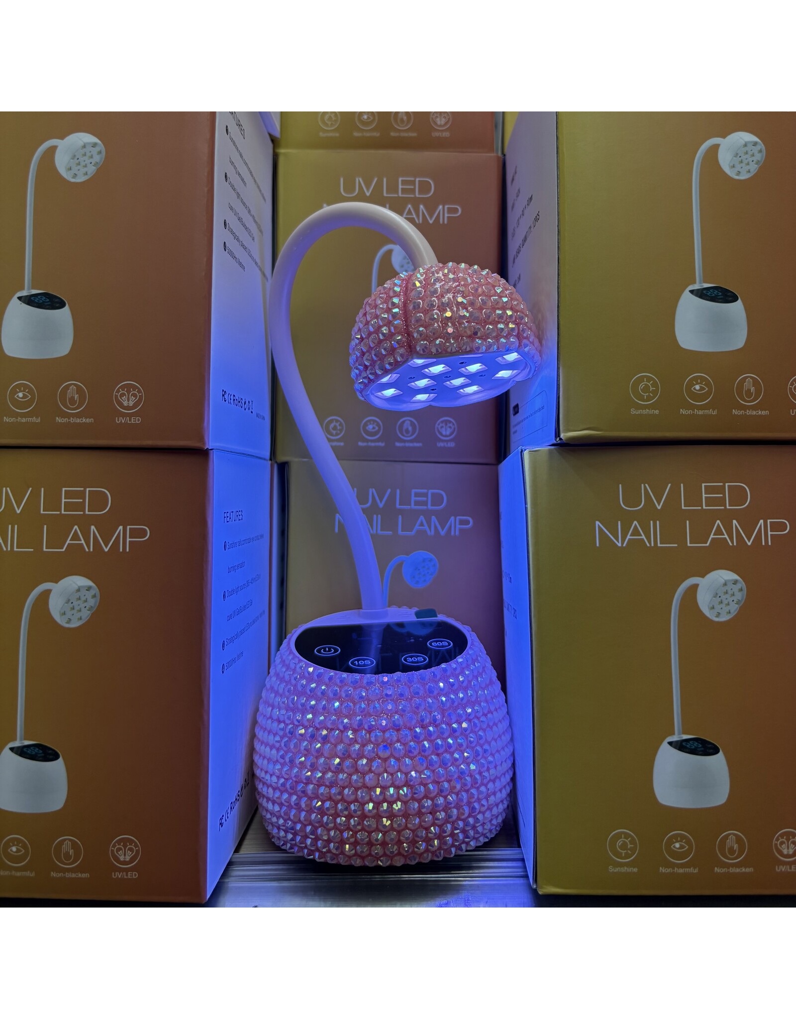UV/LED Flash Cure Nail Lamp - Pink Rhinestones