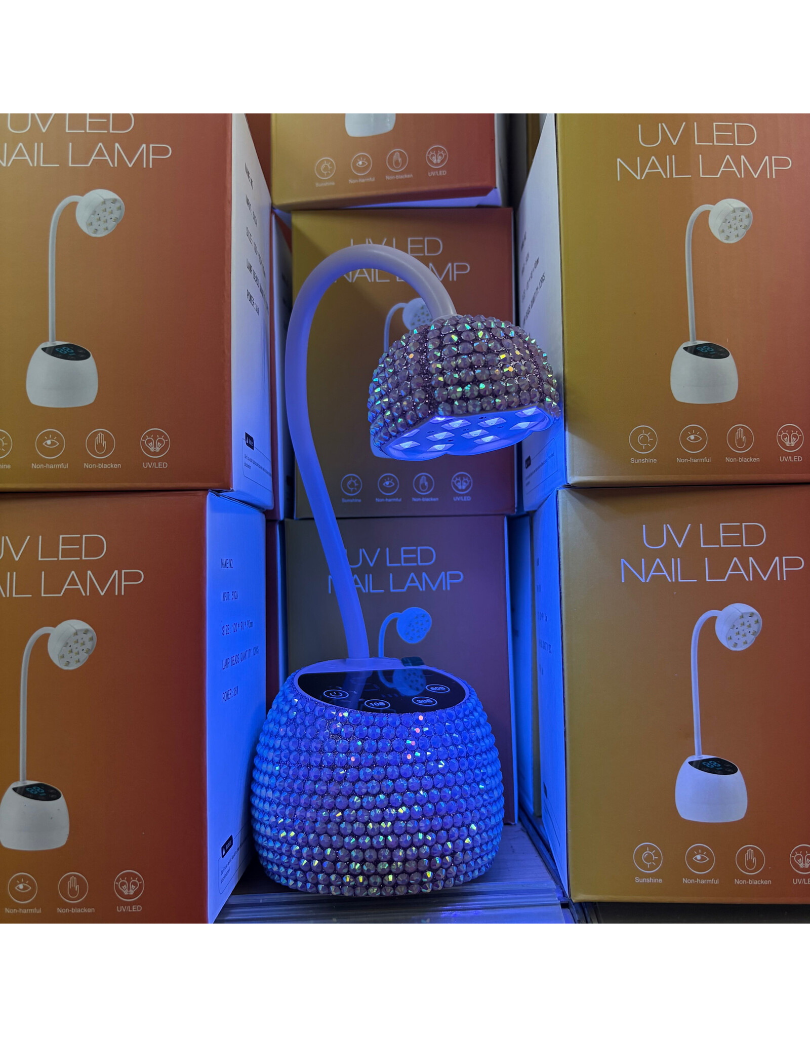 UV/LED Flash Cure Nail Lamp - Purple Rhinestones