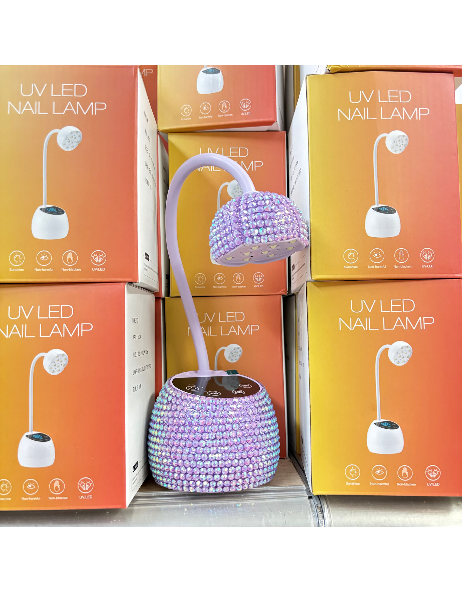 UV/LED Flash Cure Nail Lamp - Purple Rhinestones