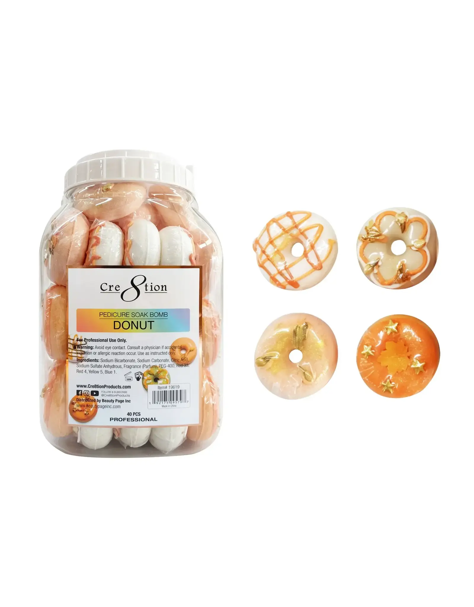 Cre8tion Pedicure Soak Bomb 60g (40 pcs) - Donut (Fall Edition)