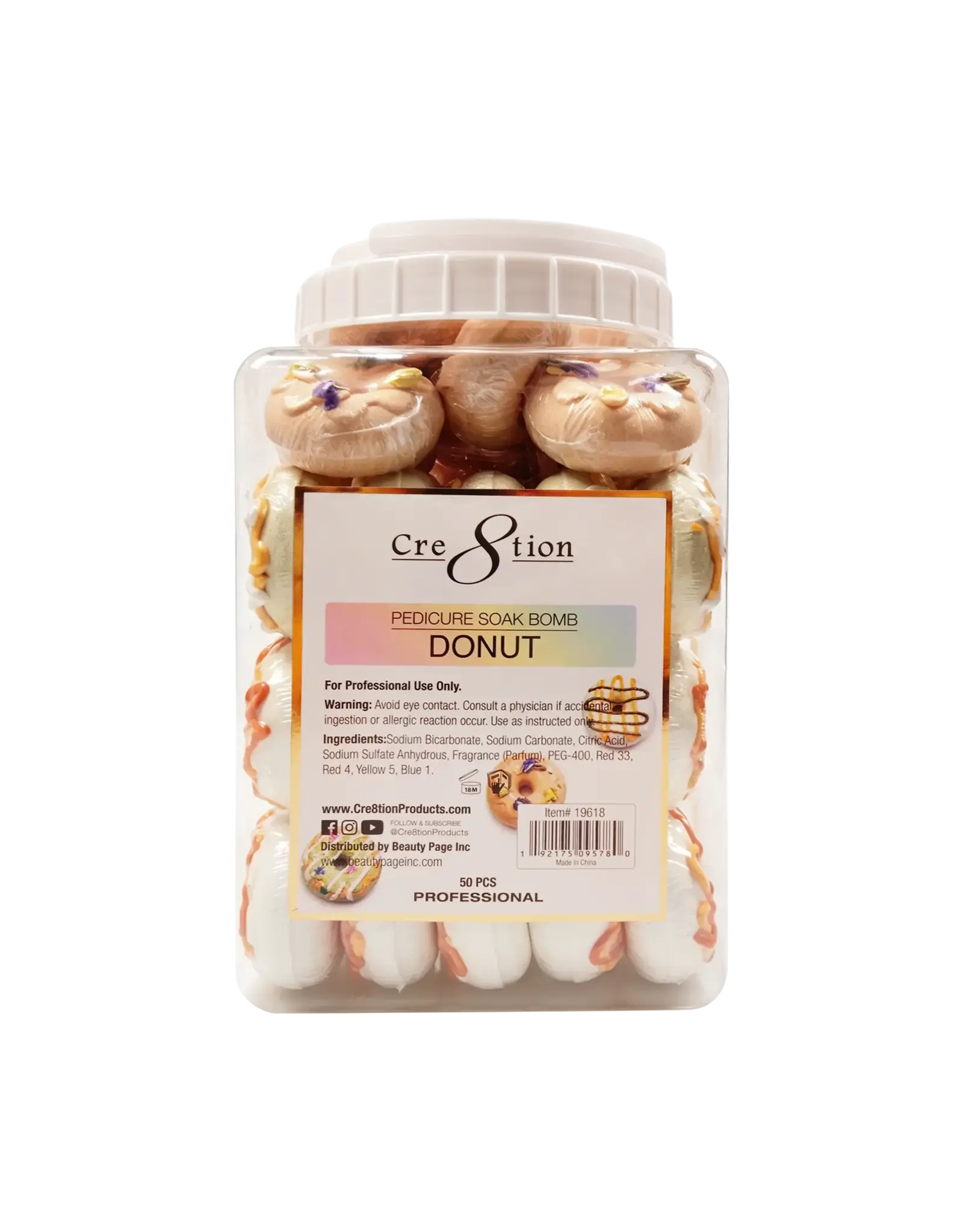 Cre8tion Pedicure Soak Bomb 40g (50 pcs) - Donut