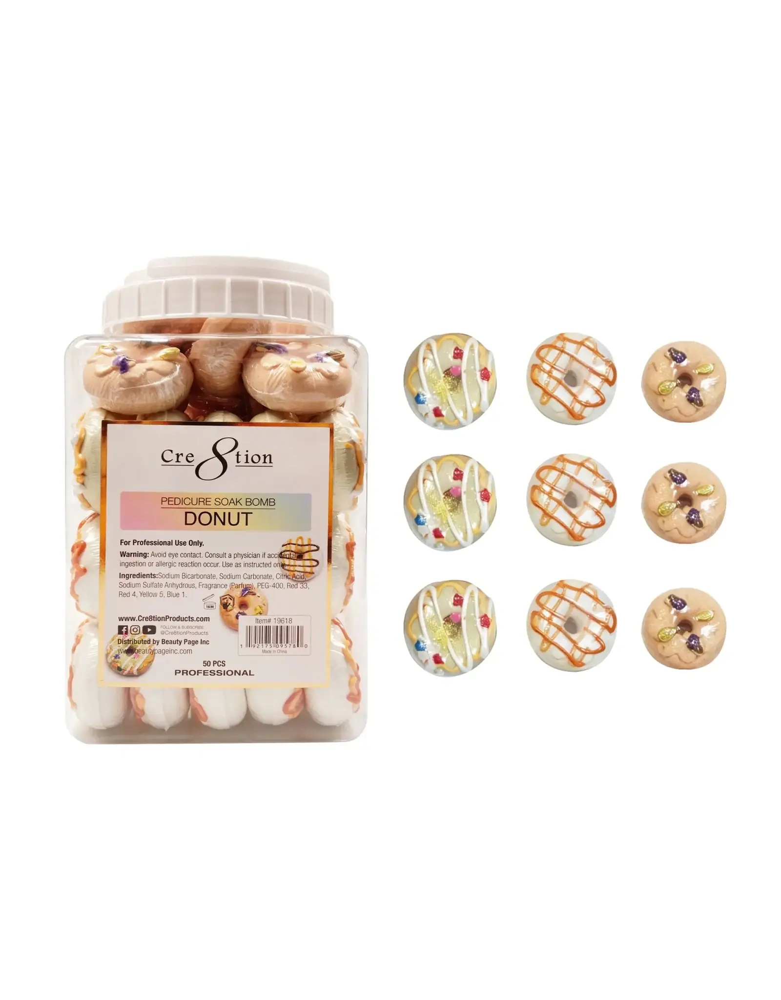 Cre8tion Pedicure Soak Bomb 40g (50 pcs) - Donut