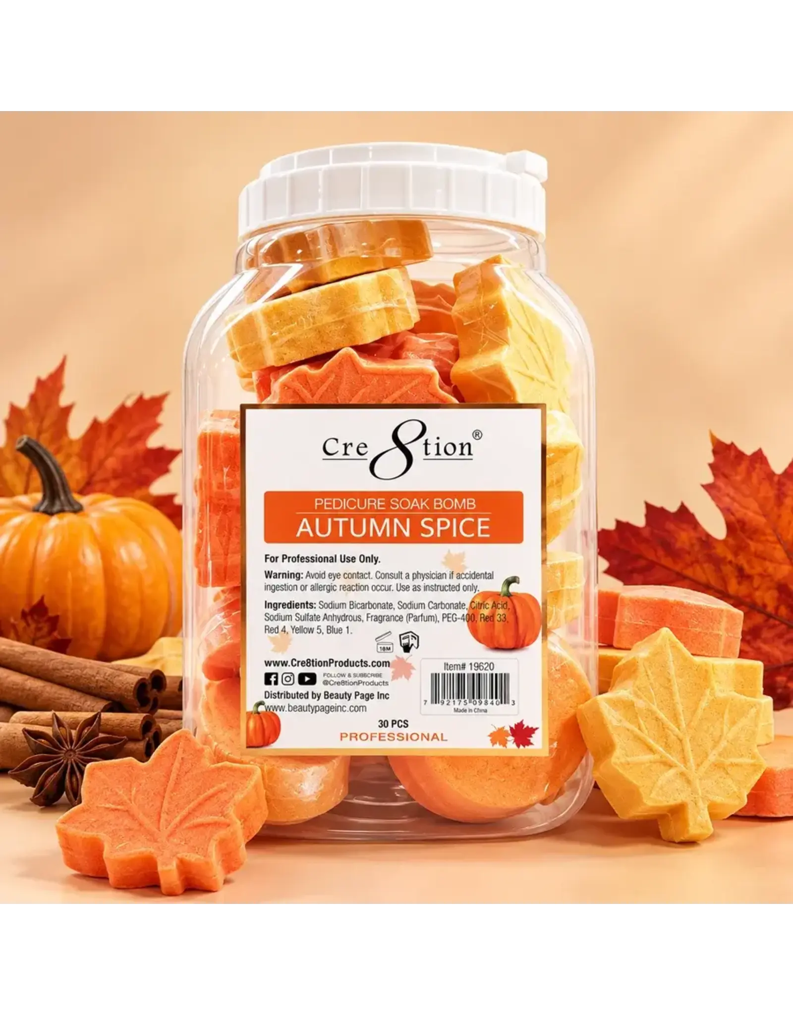 Cre8tion Pedicure Soak Bomb 85g (30 pcs) - Autumn Spice
