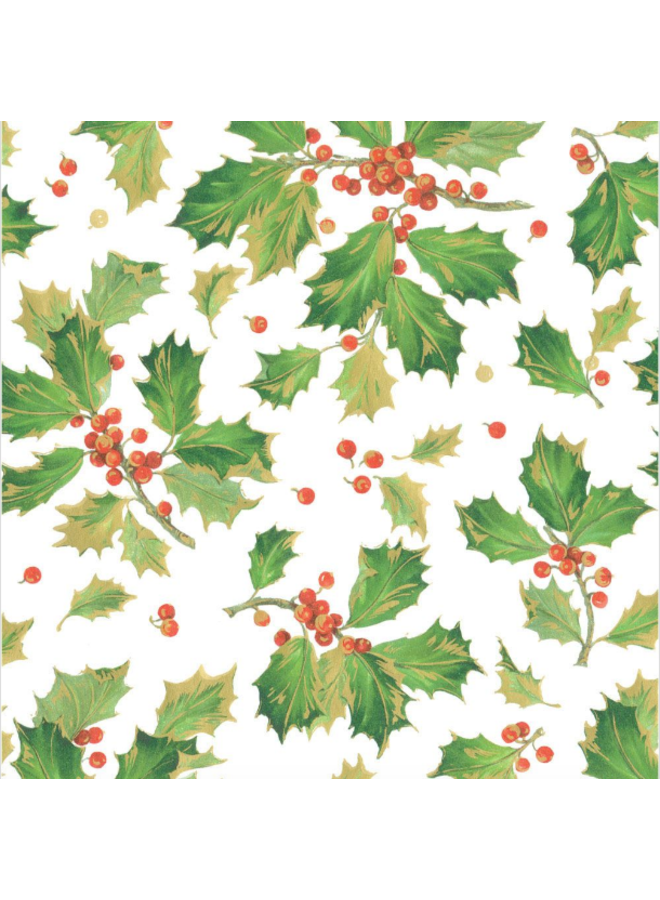 Wrapping Paper Gilded Holly White