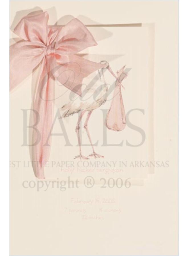 Odd Balls - Pink Stork w/ Ribbon - RSVP Stationers