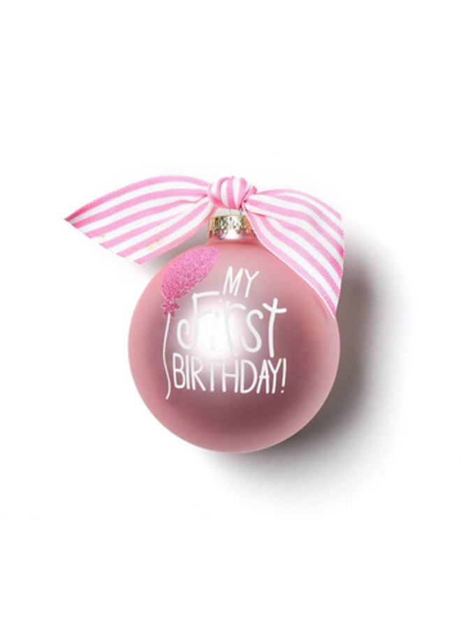 My First Birthday Pink Glass Ornament