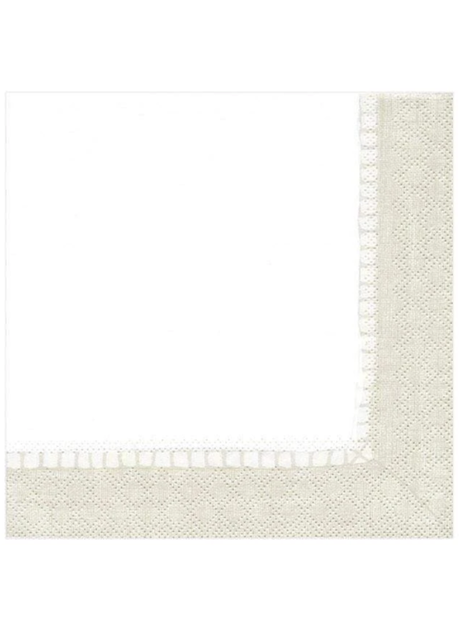 Cocktail Napkin - Linen Border Natural