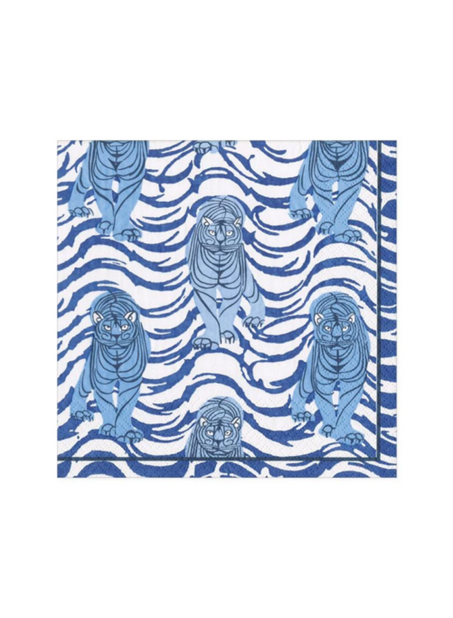 Cocktail Napkin - Tiger Stripe Blue