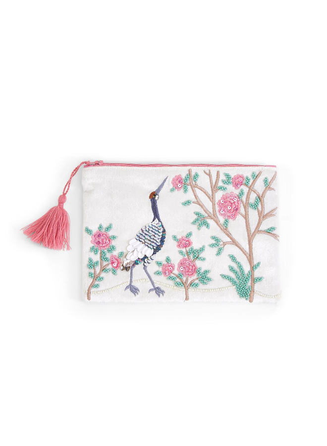 Flora & Fauna Embroidered Pouch