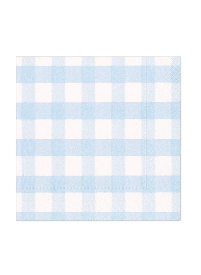 Cocktail Napkin - Gingham Light Blue