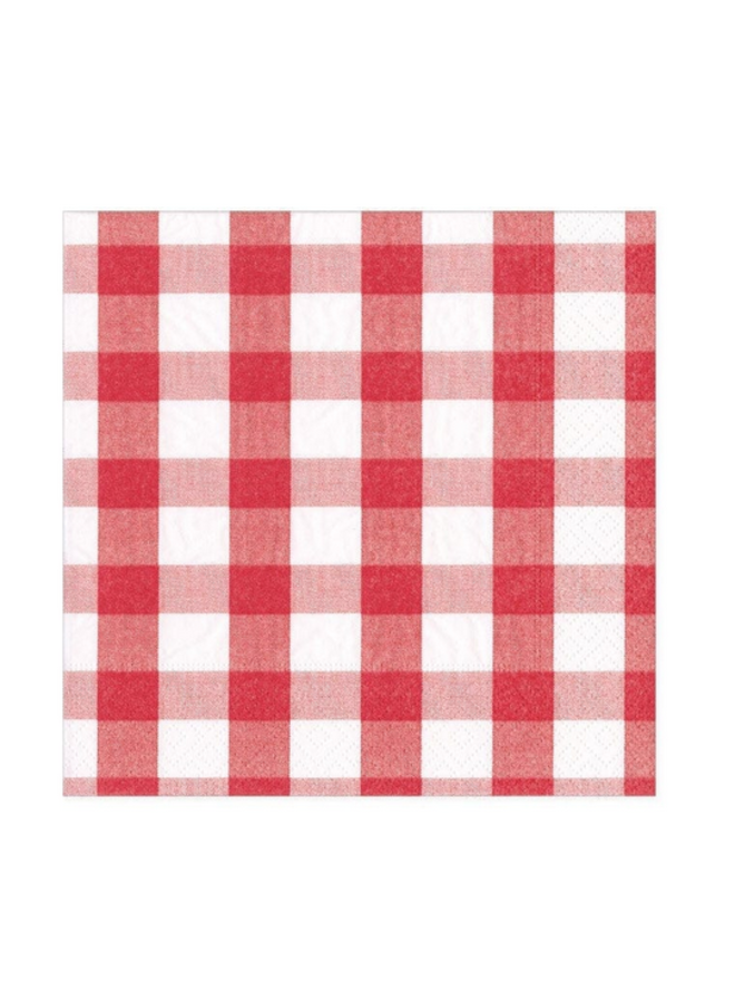 Cocktail Napkin - Gingham Red