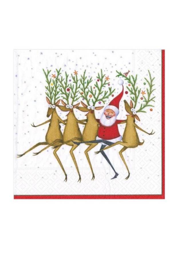 Cocktail Napkin - Santa’s Kickettes White